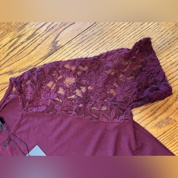 ASOS Curve purpleish maroon A line dress with lace shoulders NWT - Picture 5 of 9